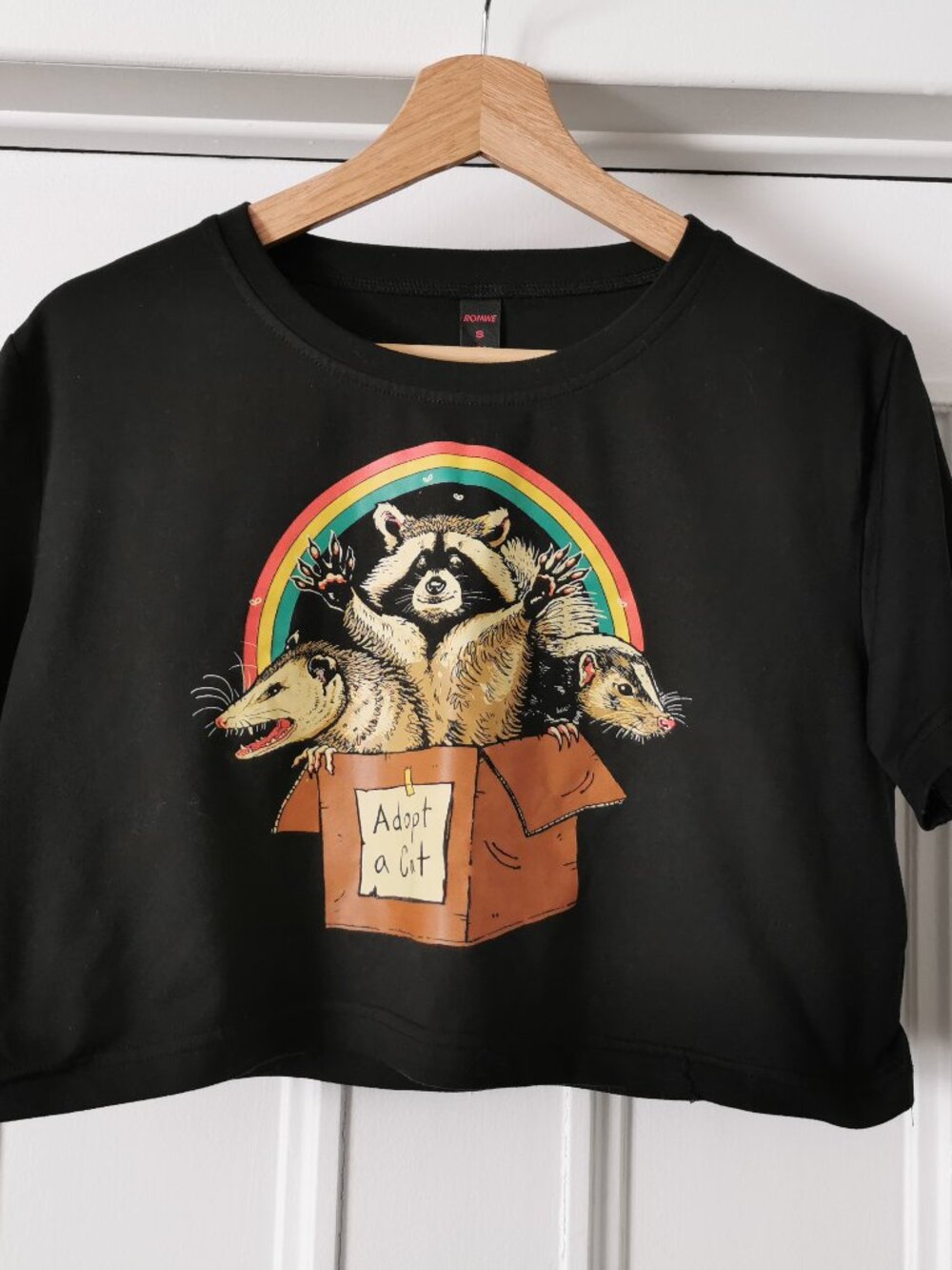 “Adopt a Cat” crop t-shirt